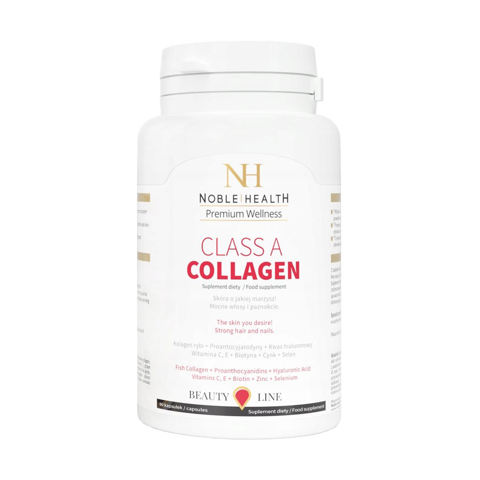 Комплекс для догляду за тілом, обличчям та волоссям Noble Health Premium Wellnes Collagen Class A, 90 капсул